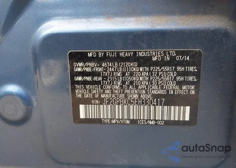 2014 Subaru Xv Crosstrek 2.0I Hybrid Touring из США, поврежденный, VIN JF2GPBKC5EH330417